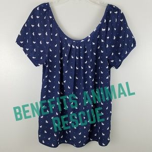 Old Navy 🐾 Cat Blouse Short Sleeve Polka Dot Top